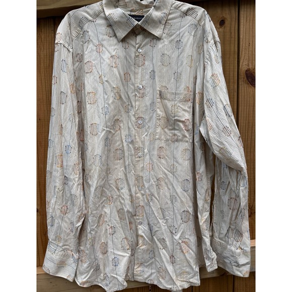 Jhane Barnes XXL Mens Striped Button Down Shirt Abstract Pattern - Picture 1 of 6